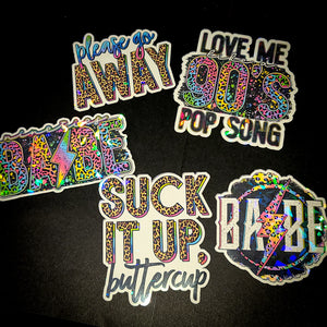 Golly Oodelally Designs: "Love Me Like a 90's Pop Song" Large Sticker Set OVERSTOCK