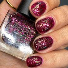 Night Owl Lacquer continues their 'Bob's Burgers' series with a polish inspired by a &nbsp;quote from Tina!

"They're Dangerous but I Love Their Swagger" is a blackened burgundy filled with pink/gold/green/teal shifting multichrome flakes.