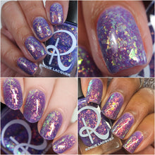 "King Arthur’s Carousel" has a lavender crelly base with a blend of rainbow color shifting flakes.

13ml Bottle