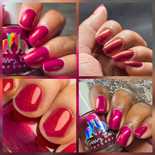 "Pom Cran Glam" has a magenta base with gold orange red shifting shimmer.

15ml Bottle