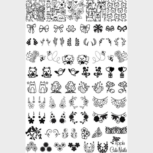 Apipila brings a stainless steel stamping plate, engraved in low relief, with designs inspired by a manicure with cute decoration.

10 x 15cm Plate

200 Cap

