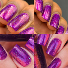 M&amp;N Polish continues their 'Game' theme with a polish inspired by Minecraft!  "Portal" has a violet base, aurora pigment, galaxy glitter.  10ml Bottle