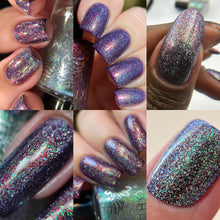 Phoenix Indie Polish continues their 'Imagine Dragons' series with polishes inspired by the song, "Children of the Sky."

"Let Me Reach New Heights" has a purple jelly base with aurora shimmer and holographic micro flakies.

"Guided By The Light" is a topper with a clear base with holographic micro flakies.

11ml Bottles

150 Cap