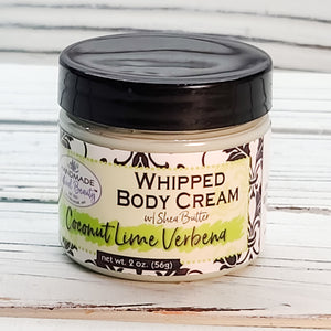 Handmade Natural Beauty is pleased to offer another one of our popular moisturizers this month! Shea Butter Whipped Body Cream in "Coconut Lime Verbena”. This fragrance can be described as This fragrance can be described as a tantalizing fusion of fresh coconut, lime and invigorating verbena soothed by luscious vanilla. (Don't forget to exfoliate with the Foaming Sugar Scrub also offered this month in a matching scent!)