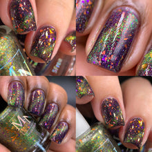 M&amp;N Polish has created a duo for Halloween inspired by Hocus Pocus!

"Black Flame" has a violet base, multichrome pigment, and holographic flakes.

"Forbidden Forest" has magnetic pigment, ucc flakes, purple metal flakes.