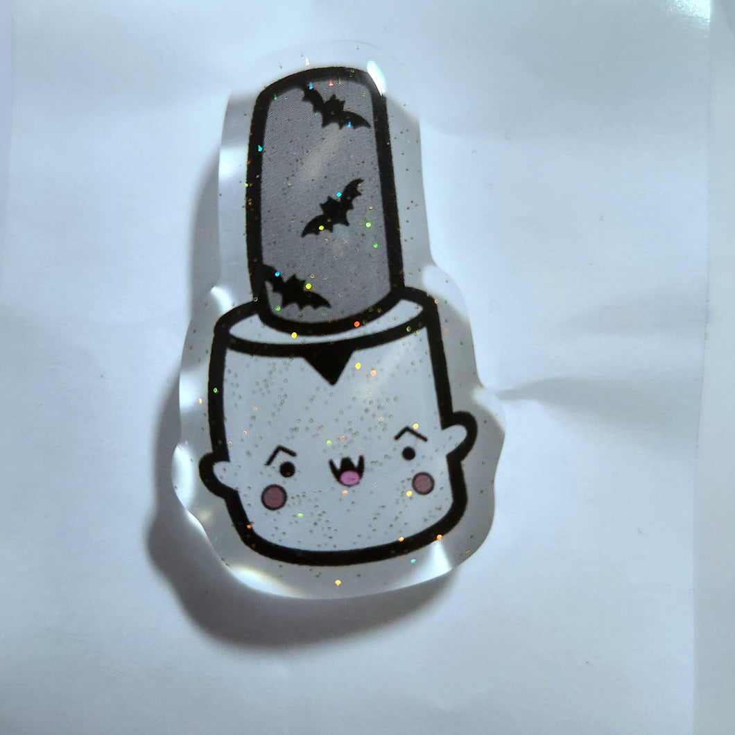 Angel Wings Creations continues their 'Eras' series with a nail polish bottle pin 'In My Horror Era!'