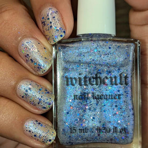 Witchcult Nail Lacquer has created a polish inspired by the Halloween cereal!

"Boo Berry" is a ghostly blue jelly with blue and purple holo glitters.