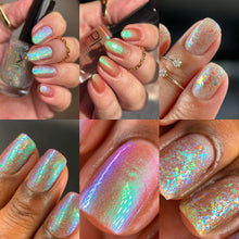 Phoenix Indie Polish brings us a duo for the holidays, inspired by The Guardians of the Galaxy Holiday Special!

"Christmas" has a clear jelly with mix of iridescent flakies and holographic galaxy glitters.

"Time" has a rose jelly base with aurora shimmer.