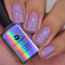 "Honky Tonk" is a light purple crelly with blue/purple shimmer and red micro holo glitter.

11ml Bottle