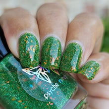 "Imperfect Things Can Still be Loved" is a green jelly loaded with green reflective glitter (darker than our "He's Still Hungry"), and orange/red iridescent flakes.

15ml Bottle