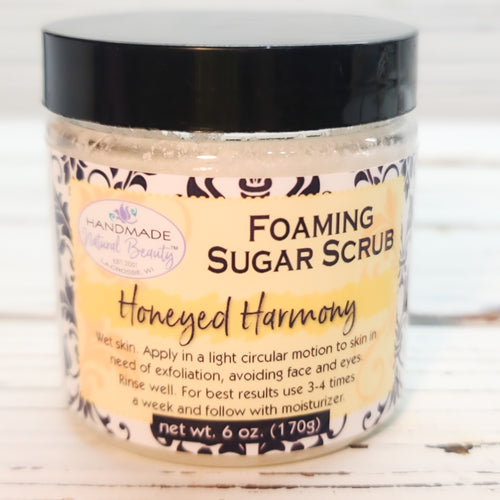 Handmade Natural Beauty is pleased to offer a luxurious foaming sugar scrub this month called 