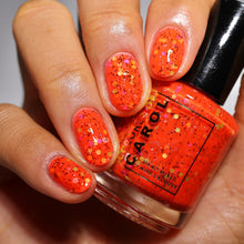 "Vacation Mode" is a neon orange crelly with neon glitter and black micro shreds.

15ml Bottle