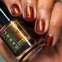 "Bonfire Nights" is a deep reddish orange with shifting chameleon shimmer, UCC flakes and chameleon flakes.

15ml Bottle