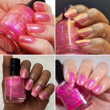 "Bipper Sloots" has a buildable pink base loaded red to orange shifting shimmer and purple to pink shifting flakies.

15ml Bottle