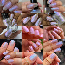 "Myth" has a clear base with blue pink aurora shimmer and silver holo glitter.

11ml Bottle