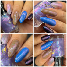 "Lavendula" is a topper with green and purple micro flakies with a little jelly purple base.
*Note: Some swatches shown over various base colors.


10ml Bottle