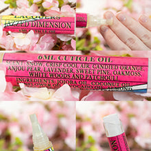 "Jazzed Dimension" Cuticle Oil has scent notes of: Snow, Crisp Cool Air, Candied Orange, Anjou Pear, Lavender, Sweet Pine, Oakmoss, White Woods and Patchouli.

Oil is in a 6mL click pen container with a TWIST off cap.