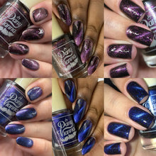 "Fairest of the Fair" is a pink magnetic with pink metallic flakes and pink holographic glitters.

"I Don't Need Your Love" is a blue magnetic polish with blue holographic glitters and blue reflective glitters.

11ml Bottles