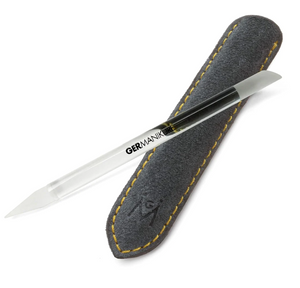 GERMANIKURE -  Crystal Glass Cuticle Pusher and Manicure Stick in Suede  case