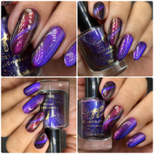 "Love Wins" is a magenta/gold sparkle multichrome.

"Love is Love" is a blue/purple magnetic with micro glitters silver, pink and blue.

10ml Bottles