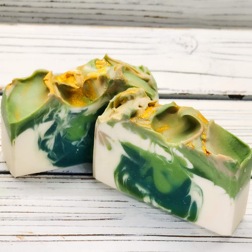Coconut cream silk soap. The fragrance can be described as a cool refreshing crisp green scent of cucumber blended with a unique oriental green tea scent. Sweet with a zingy touch of cool top notes.

Every bar is handmade and uniquely different. For external use only.

Ingredients: Olive Oil, Coconut Milk, Distilled Water, Coconut Oil, Sodium Hydroxide, Castor Oil, Sweet Almond Oil Cocoa Butter, Mango Seed Butter, Essential Oils, Coconut Cream, Silk Aminos, Mineral Pigments, Mica.

4oz Bar

27 Cap
