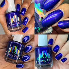 For their Encore this month, Sassy Cats Lacquer brings back a polish inspired by our favorite TV cartoons with "I am Darkwing Duck. "

"I am Darkwing Duck" has a a deep blue base with explosive magenta shimmer. "I am Darkwing Duck" has natural shine & is sibling to Love Myself.

15ml Bottle

100 Cap

