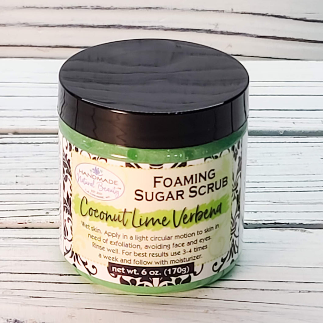 Handmade Natural Beauty is pleased to offer a luxurious foaming sugar scrub this month to help you get excited for Summer! 