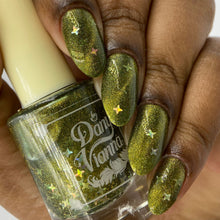 "We Have Never Run From a Wave Battle" has a dark blue jelly base with four point gold holo stars, gold galaxy glitter and a gold magnetic effect.

11ml Bottle