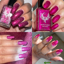 "Anastasia" is a deep fuchsia with warm and cool iridescent pink shimmers, and silver reflective glitter.

15ml Bottle