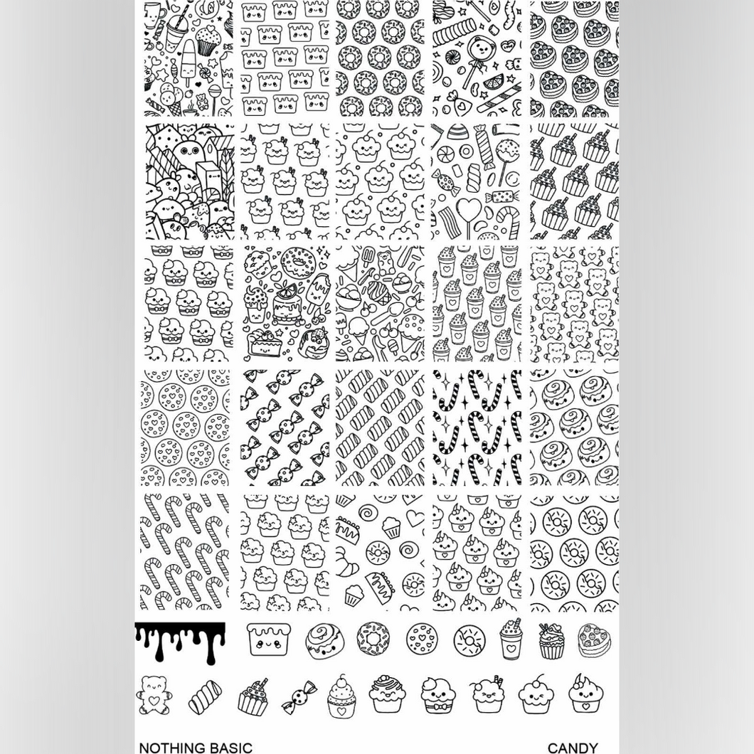 Nothing Basic brings us a candy themed stamping plate, etched in stainless steel!

Measures 9.5x14.5cm
