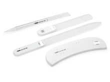 GERMANIKURE - Four Piece Glass Nail File Set In Pink Raspberry Leather Roll Up Case