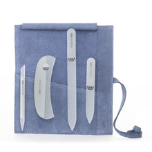 GERMANIKURE -  Four Piece Glass Nail File Set in Suede Case.