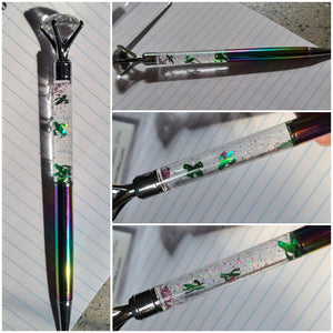 Baroness X Demiflux "Cacti Sunset" - Reflective Glitter Snow Globe Pen +Refill